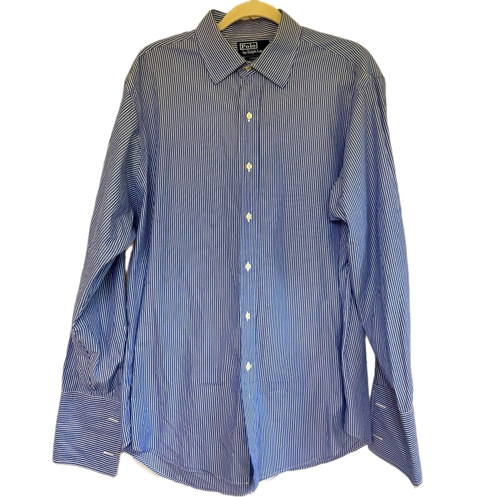 Polo Ralph Lauren Curham Button Down Blue White Stripes 16.5 34